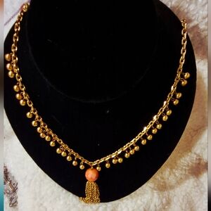 George Gold Necklace with Orange Accent